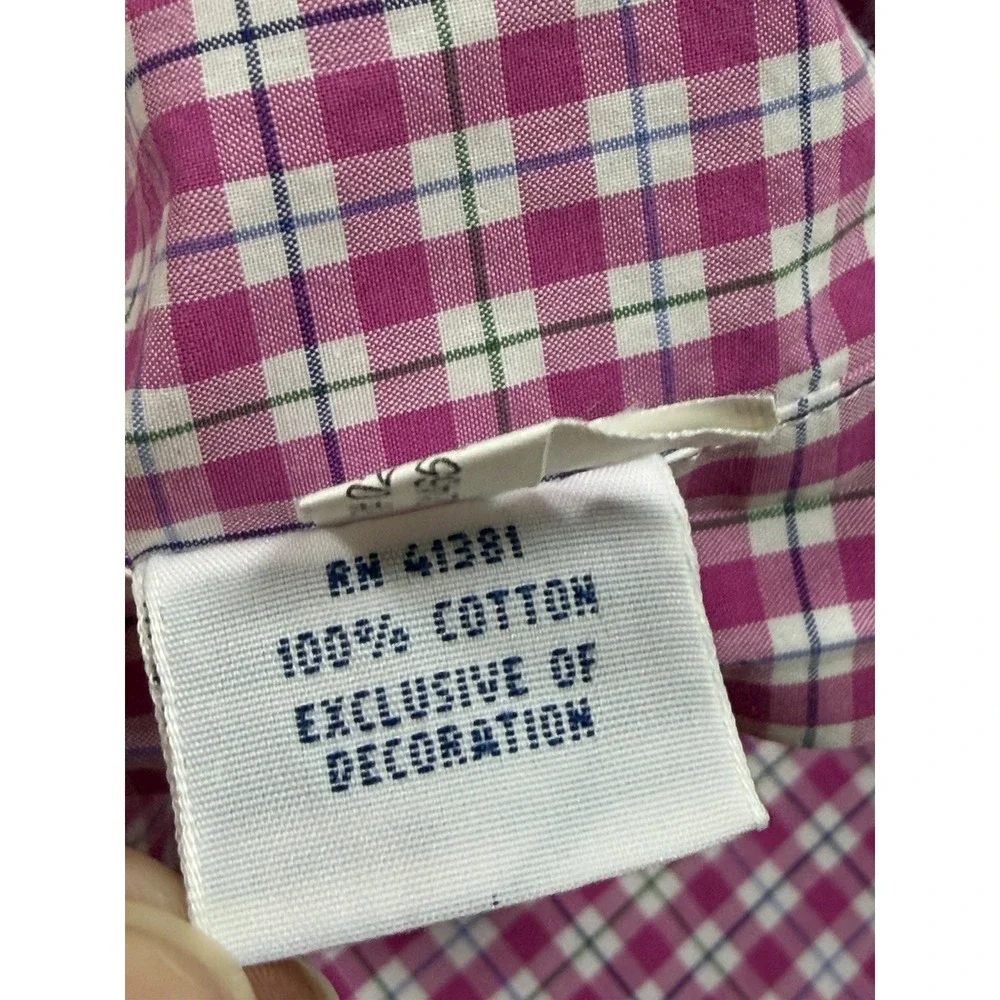Ralph Lauren Shirt Mens Large Pink White Check Tattersall Button Down Long